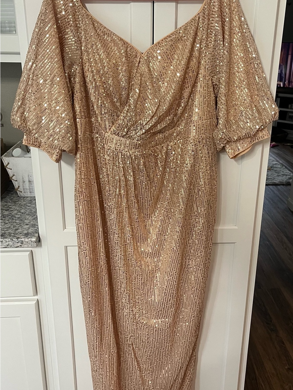 Giffniseti Gold Sequin Formal Maxi Dress 1XL NWT